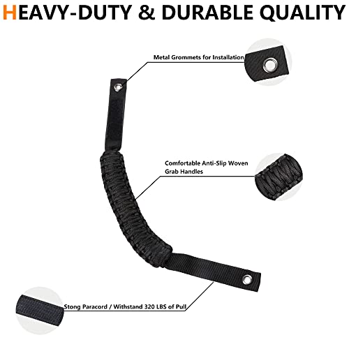 RERPRO مقابض قبضة بار رول RERPRO لسيارة فورد برونكو 2021 2022 2023 2024 2025 2 باب 4 أبواب، مقبض قبضة باراكورد، بدون تطريز، عبوة 2، أسود - Image 5