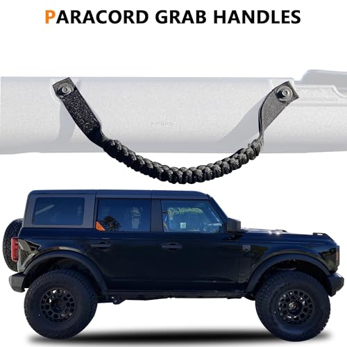 RERPRO مقابض قبضة بار رول RERPRO لسيارة فورد برونكو 2021 2022 2023 2024 2025 2 باب 4 أبواب، مقبض قبضة باراكورد، بدون تطريز، عبوة 2، أسود - Image 4