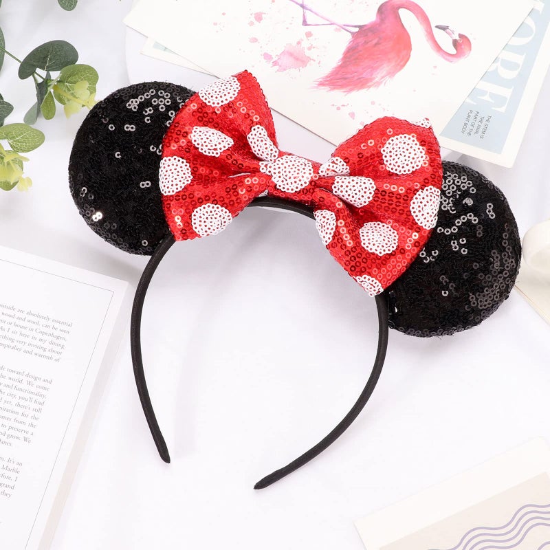 DRESHOW Mouse Ears Bow Headbands Glitter Party Decoration Cosplay Costume for Women - Image 5