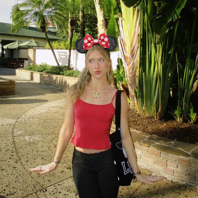 DRESHOW Mouse Ears Bow Headbands Glitter Party Decoration Cosplay Costume for Women - Image 2