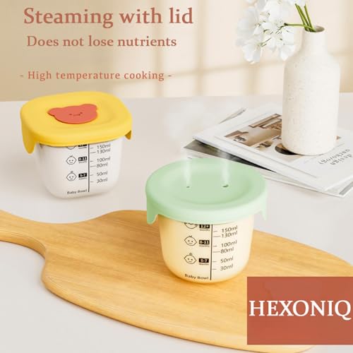 HEXONIQ® Glass Baby Food Storage Containers with Measurement, 180 ml Glass Baby Food Containers - Leakproof Storage Jars, Children's Feeding Bowl with Breathable Holes Lids, Square, Pink, Pack of 1 - Image 5