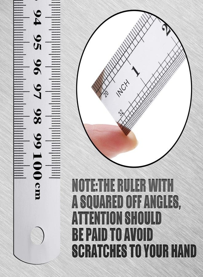 Lothee 6 Pieces Bulk Metal Yard Stick Large Stainless Steel Ruler Rule Measure Straight Edge 1 Metre Meter 40 Inch / 100 cm School Classroom Measuring Tool for Student Teacher Woodworking - Image 3