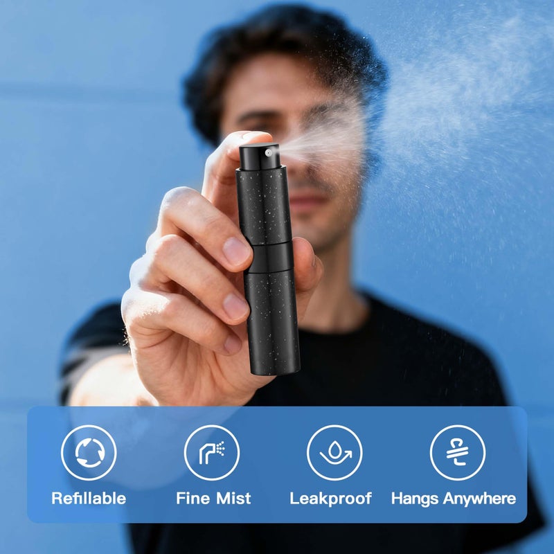 Lulupack Travel Perfume Bottle Refillable - Keychain Cologne Spray Atomizer Mini - Small Travel Size Sprayer Empty Refill Sample Container - Portable Fragrance Decant Dispenser for Women 8ml Black - Image 4