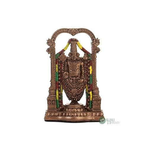 INDICAST Tirupati Balaji Fine Painting Idol Decorative Showpiece Handcrafted Balaji Murti For Home Office And Gifting Purpose Sculpture (Design 4), Brown - Image 4