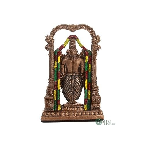 INDICAST Tirupati Balaji Fine Painting Idol Decorative Showpiece Handcrafted Balaji Murti For Home Office And Gifting Purpose Sculpture (Design 4), Brown - Image 3