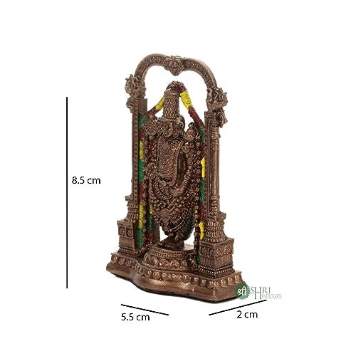 INDICAST Tirupati Balaji Fine Painting Idol Decorative Showpiece Handcrafted Balaji Murti For Home Office And Gifting Purpose Sculpture (Design 4), Brown - Image 2