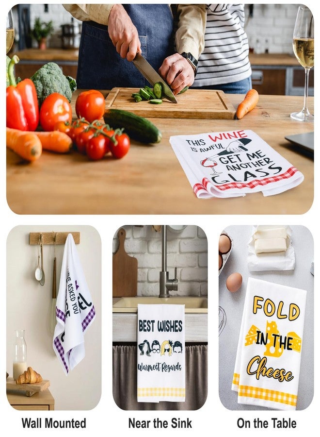 BUBOOM Funny Kitchen Towels, SC Merchandise Gifts Idea, Absorbent Dish Towel Set of 4 for Fans, Fold in The Cheese Cute Tea Towel Housewarming Gift for Women, Hostess New Home Decorations - Image 4