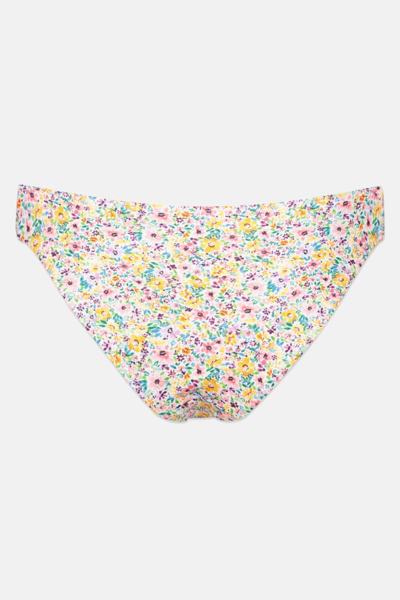 Accessorize Women Floral Print Pull On Bikini Bottom White/Pink Combo - Image 2