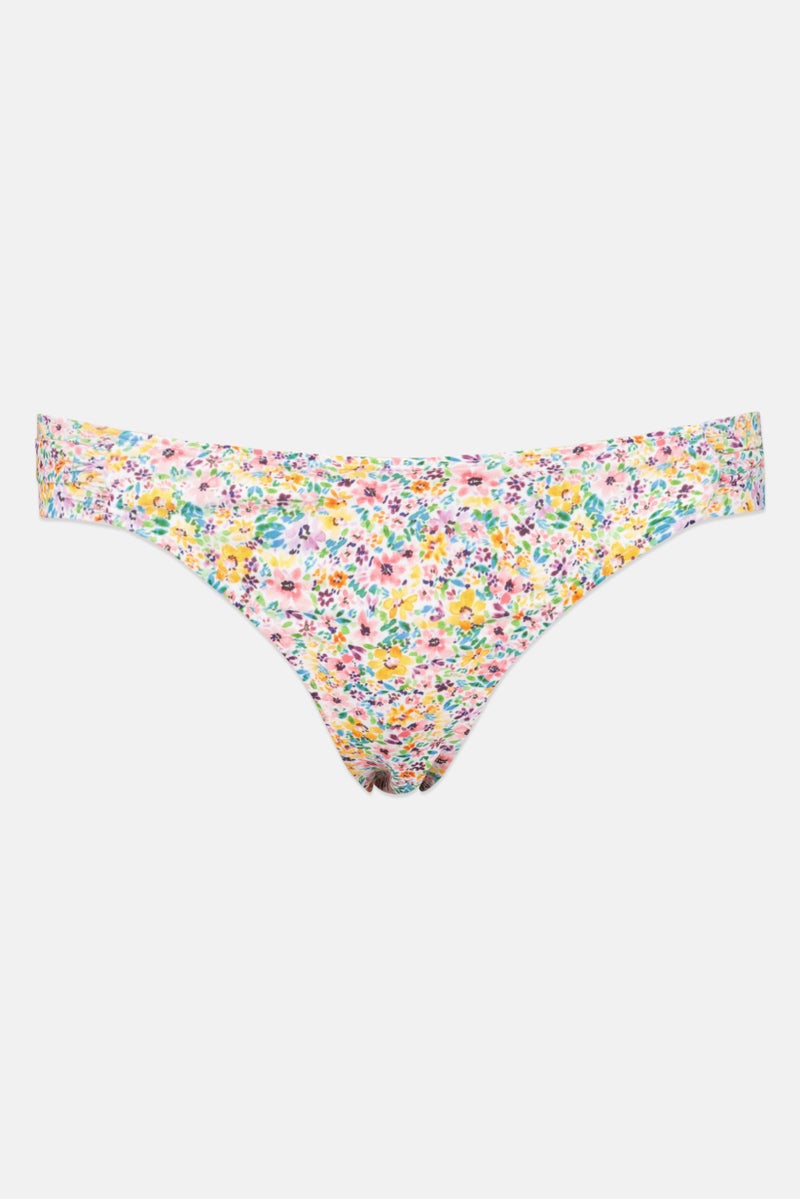 Accessorize Women Floral Print Pull On Bikini Bottom White/Pink Combo - Image 1
