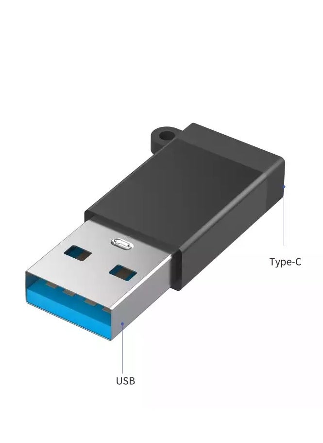 محول OTG USB-C إلى USB 3.0، للأجهزة المحمولة بمنفذ Type C للشحن ونقل البيانات، صغير وخفيف الوزن، سهل الحمل، محول شحن ونقل بيانات 5 جيجابت في الثانية - أسود