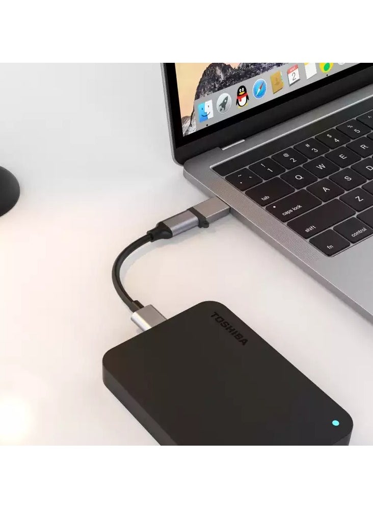 محول OTG USB-C إلى USB 3.0، للأجهزة المحمولة بمنفذ Type C للشحن ونقل البيانات، صغير وخفيف الوزن، سهل الحمل، محول شحن ونقل بيانات 5 جيجابت في الثانية - أسود