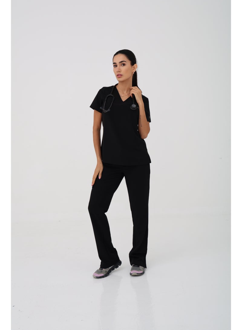 Healing Hands | Quest Collection | HH755 & HH153 | Billie V-Neck scrub Top & Brandy scrub pant | Black - Image 1
