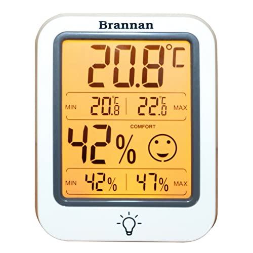 Brannan Digital Room Thermometer Hygrometer Indoor Humidity Meter Accurate Temperature Max Min Recording Backlight LCD Display Monitor Home Office Baby Room Nursery Greenhouse - Image 1