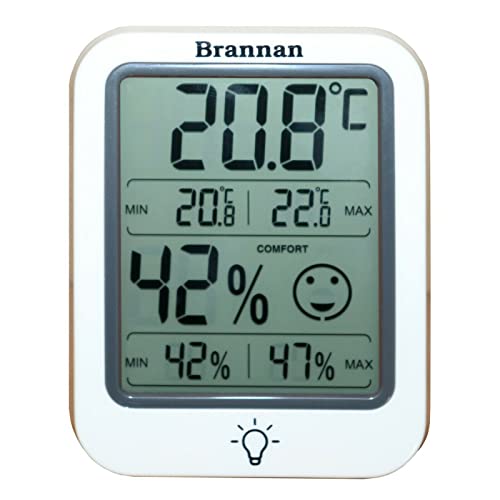 Brannan Digital Room Thermometer Hygrometer Indoor Humidity Meter Accurate Temperature Max Min Recording Backlight LCD Display Monitor Home Office Baby Room Nursery Greenhouse - Image 2