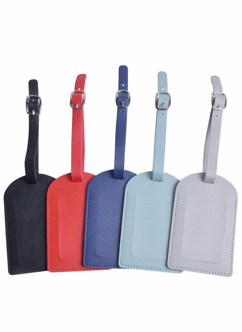 Y&D Luggage Tags, 5 Pcs PU Leather Personalized Suitcase Tag Set, Travel Tags with Name ID Card and Sturdy Buckle Straps, Suitcases Identifier Labels for Men Women  - Image 1