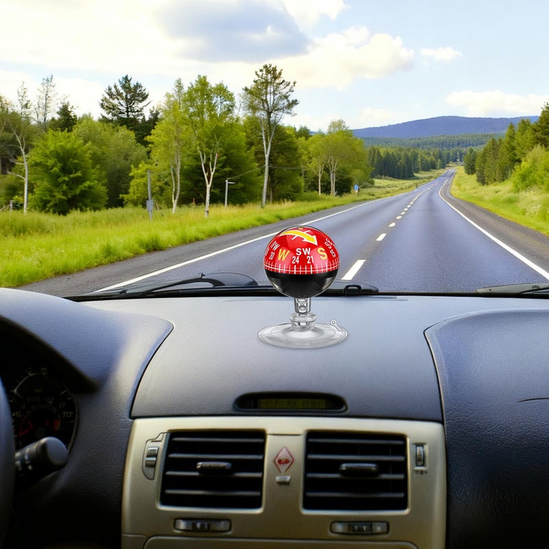 38mm Red Car Dashboard Compass with Suction Cup for Vehicle Motorcycle Marine Navigation - Image 5