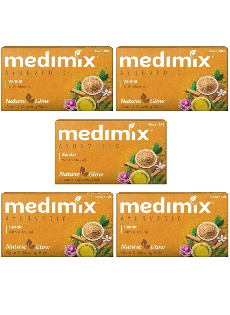 Medimix Ayurvedic Sandal with Eladi Oil Bath Soap 125gm x 5  - Image 1