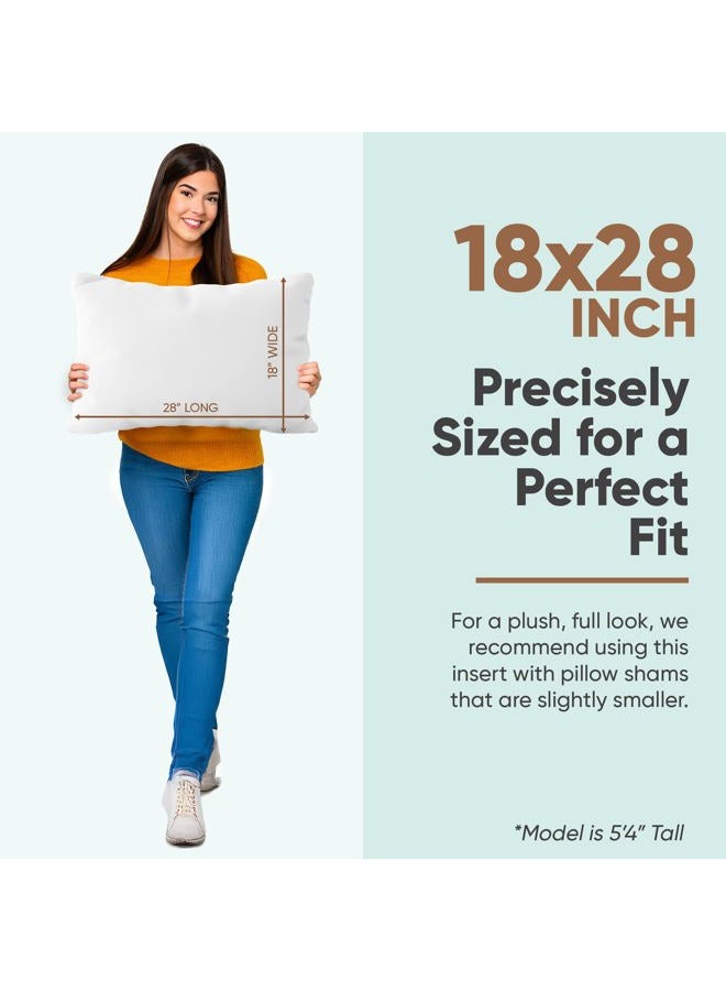PILLOWFLEX Synthetic Down Pillow Insert - 18x28 Down Alternative Pillow, Ultra Soft, Large Rectangle, Lumbar, Back, Sofa, Sleeping Pillow - 1 Decorative Pillow Form - Image 2
