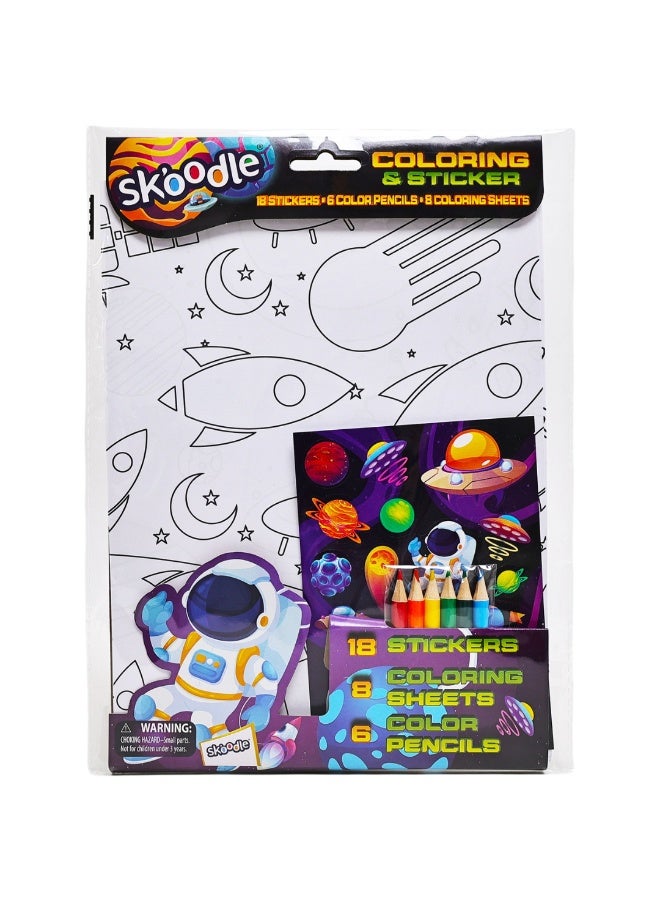 SKOODLE Coloring & Sticker Sheets With Color Pencils|Art & Craft Kits | Age 3+ - Image 1