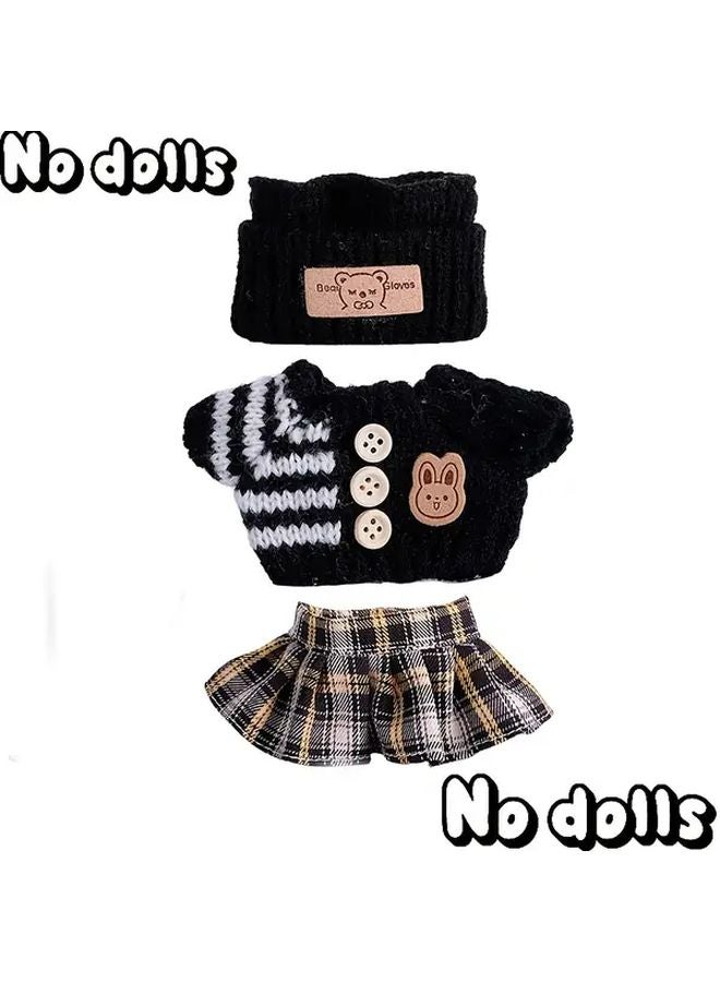 Black Labubu Outfit Set Three Piece Plush Clothing For 6.7 Inch Dolls Birthday Gift - Image 1