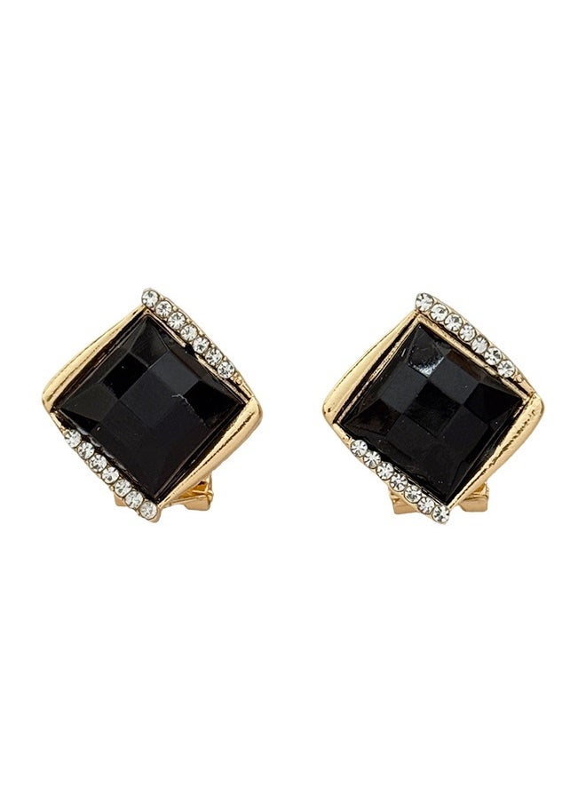 Generic Vintage Crystal Square Earrings Rhinestone Square Stud Earrings Black Earrings Tiny Square Stud Earrings for Women  - Image 5