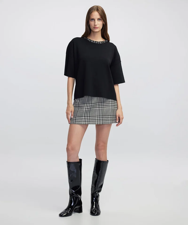 ابيكول Embellished Knit T-shirt