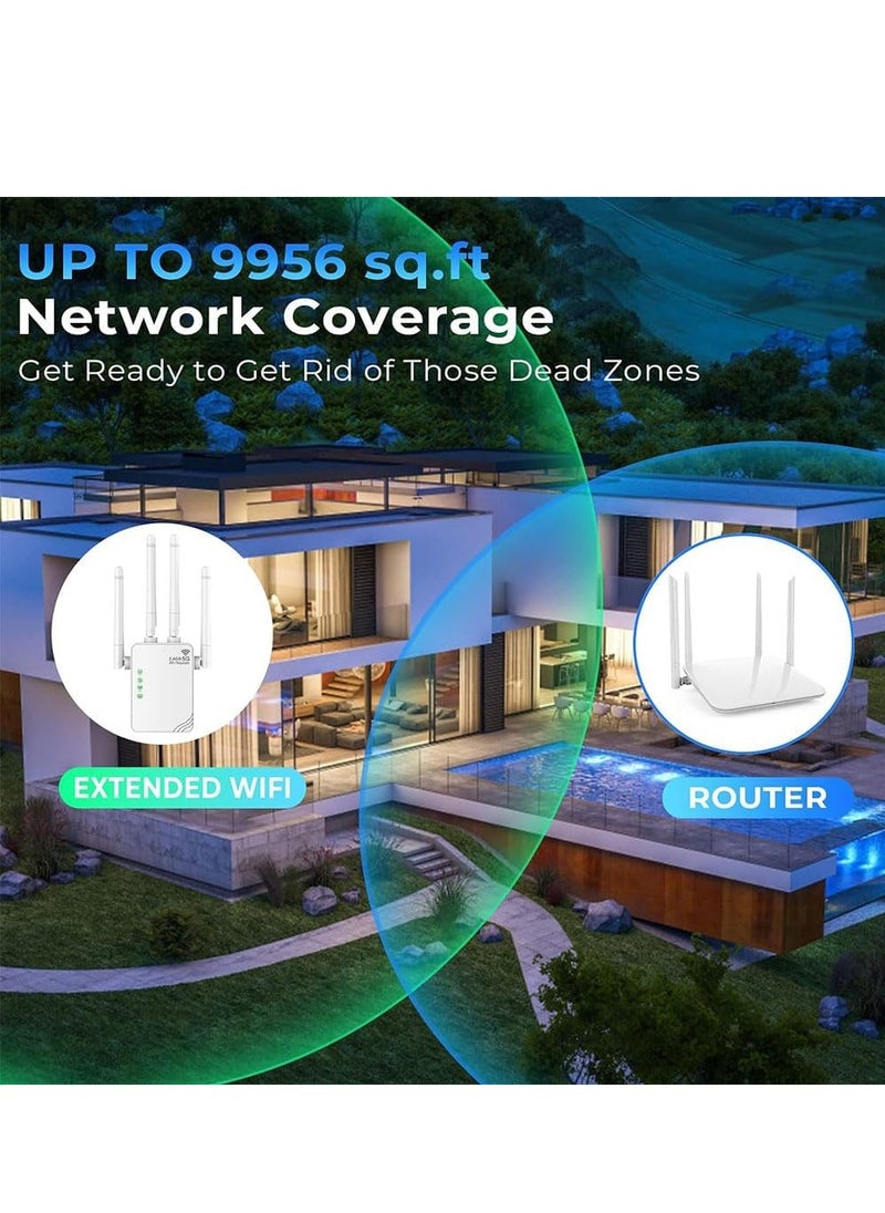 Generic - موسع WiFi، إشارة WiFi. 5G ثنائي النطاق 1200 ميجا بت في الثانية أسرع موسعات WiFi طويلة المدى معززة تغطي ما يصل إلى 9956 قدم مربع. مقوي إشارة موسعات WiFi للمنزل، مكرر الإنترنت. - Image 1