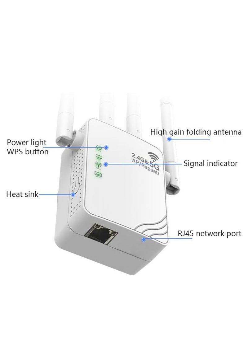 Generic - موسع WiFi، إشارة WiFi. 5G ثنائي النطاق 1200 ميجا بت في الثانية أسرع موسعات WiFi طويلة المدى معززة تغطي ما يصل إلى 9956 قدم مربع. مقوي إشارة موسعات WiFi للمنزل، مكرر الإنترنت. - Image 1