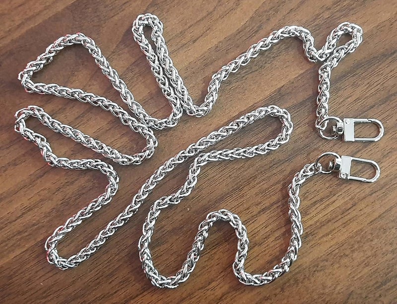 Tia Purse Making Accessories Used in All Kinds of Purse Bags Clutches Making and Replacement Chain Clothes Decorative DIY Works Silver Twisted Chain with Push Gate Hook120Cm - Image 2