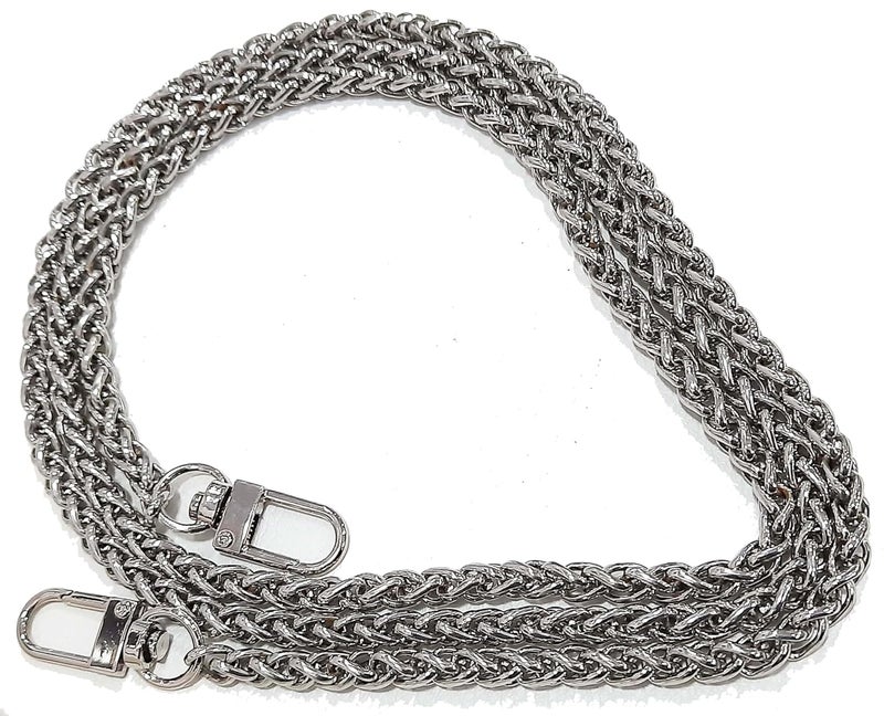 Tia Purse Making Accessories Used in All Kinds of Purse Bags Clutches Making and Replacement Chain Clothes Decorative DIY Works Silver Twisted Chain with Push Gate Hook120Cm - Image 1