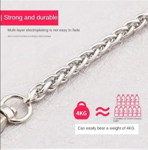 Tia Purse Making Accessories Used in All Kinds of Purse Bags Clutches Making and Replacement Chain Clothes Decorative DIY Works Silver Twisted Chain with Push Gate Hook120Cm - Image 4