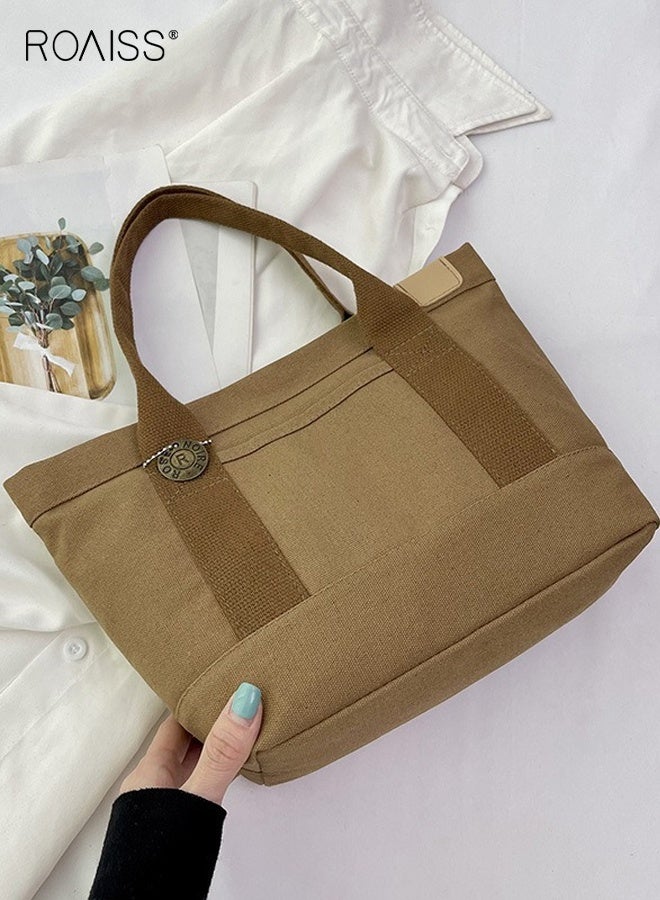 roaiss Women's Canvas Bag Tote Bag Lunch Bag Retro Casual Multi-inner Bag - Image 1