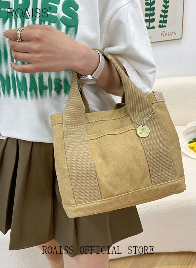 roaiss Women's Canvas Bag Tote Bag Lunch Bag Retro Casual Multi-inner Bag - Image 5