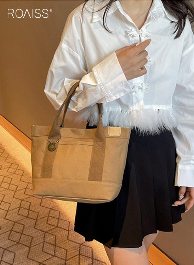 roaiss Women's Canvas Bag Tote Bag Lunch Bag Retro Casual Multi-inner Bag - Image 3