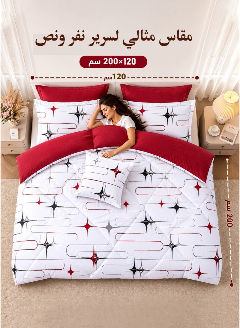 Miral Luxury Reversible Summer Twin Bed Comforter Set | 5 Pieces | Premium Quilted Comforter 230×170 cm | Deep Fitted Sheet 120×200+30 cm | Modern Elegant Design - Image 3