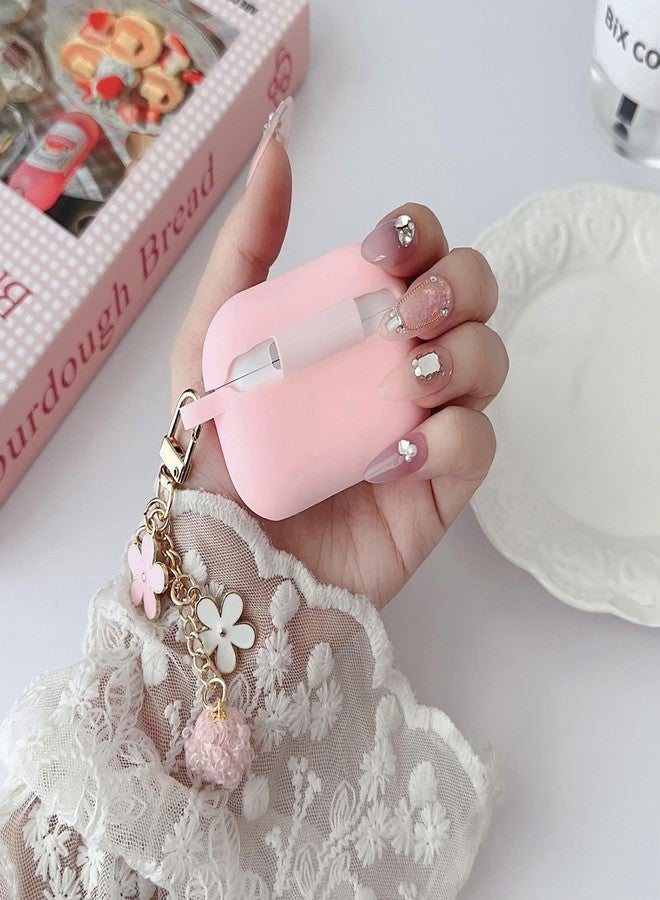 OTOPO Cute Pink Case for Airpods Pro 3 Cover for Girl Women with Pom pom Flower Keychain & Cleaner Kit, Soft Silicone Protective Skin for Airpods Pro 3rd Generation 2025, Pink - Image 4