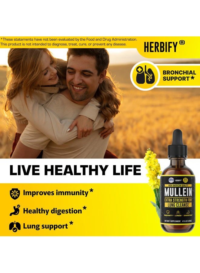 HERBIFY قطرات المولين - تنظيف الرئة - مستخلص ورق المولين - مولين قوي لدعم المناعة - مستخلص المولين لتنظيف الرئة ودعم الجهاز التنفسي - صنع في الولايات المتحدة الأمريكية - مكملات عشبية - 4 أونصات - Image 4