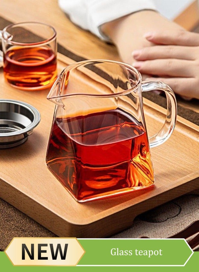 إسكدنيا 550 ml Square Glass Teapot Tea Pot for using alone Clear Teapot Easy Clean Borosilicate Glass Teapot for Glass Teapots for Blooming Tea Loose Tea Flowering Tea - Image 1