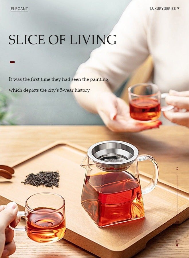 إسكدنيا 550 ml Square Glass Teapot Tea Pot for using alone Clear Teapot Easy Clean Borosilicate Glass Teapot for Glass Teapots for Blooming Tea Loose Tea Flowering Tea - Image 2