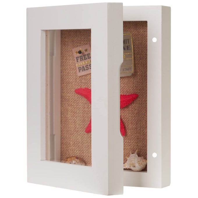 WHITE SHADOW BOX 5X7 SMALL SHADOW BOX FRAME WITH GLASS TINY DISPLAY CASE FOR BEACH TAXIDERMY MEMORABILIA TICKET STUB COLLECTIBLES SHELL