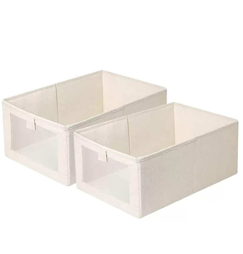 Zollyss Linen Storage & Clothes Organizer Bins | 4 Pack | Containes for Jeans, Toys, Books, Shelves, Closet, Wardrobe | Easy Cloth Organizer for Storage - Image 4