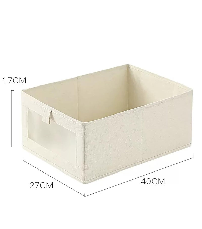 Zollyss Linen Storage & Clothes Organizer Bins | 4 Pack | Containes for Jeans, Toys, Books, Shelves, Closet, Wardrobe | Easy Cloth Organizer for Storage - Image 3