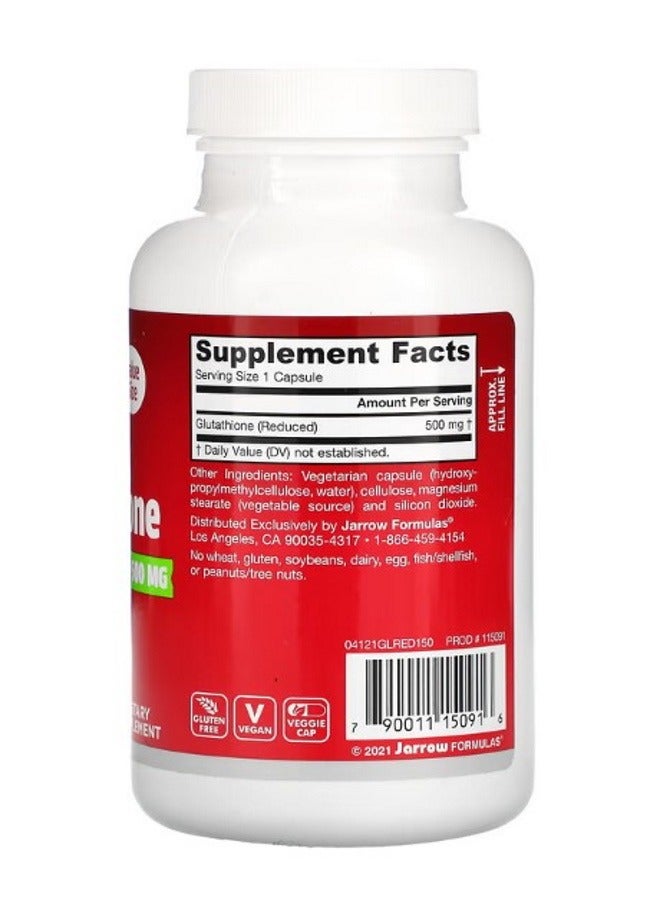 jarrow formulas Glutathione Reduced 500 mg 150 Veggie Caps - Image 2