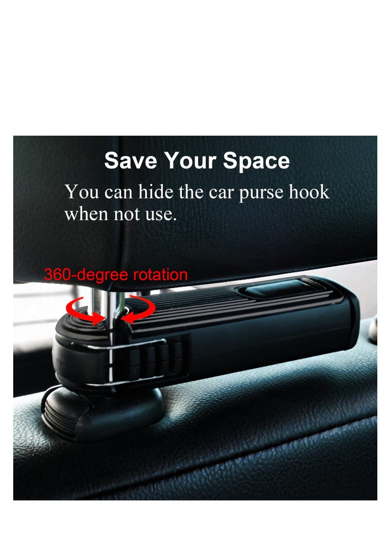 SYOSI Car Headrest Hidden Hook, New Upgraded 2 in 1 Car Seat Hook with Phone Holder, 360° Rotation Car Hooks for Purses and Bags, Grocery Bag & Handbag (3 PCS)  - Image 4