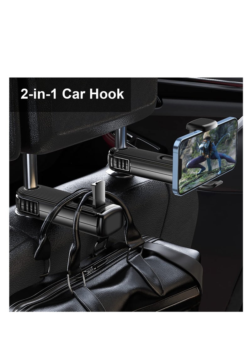 SYOSI Car Headrest Hidden Hook, New Upgraded 2 in 1 Car Seat Hook with Phone Holder, 360° Rotation Car Hooks for Purses and Bags, Grocery Bag & Handbag (3 PCS)  - Image 3