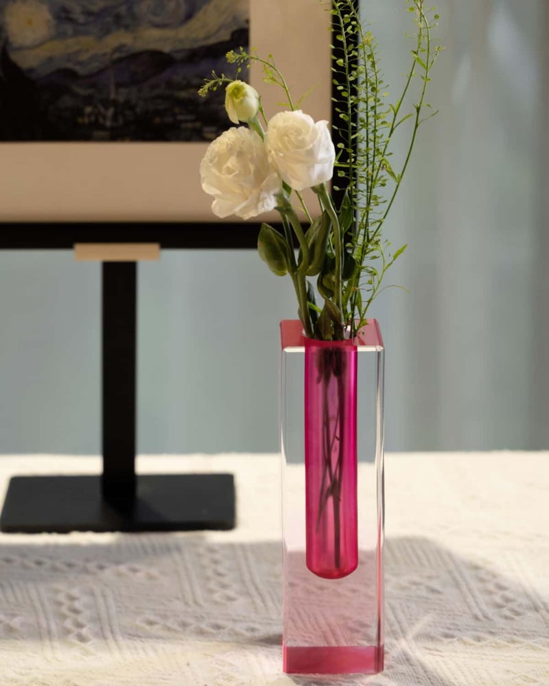 HLYU 5 Pcs Acrylic Vase Set, Bud Vase for Centerpieces, Maximalist Decor Cute Flowers Vases for Modern Home, Office, Bedroom, Living Room, Dining Table (Pink, Purple, Green, Blue, Yellow) - Image 2