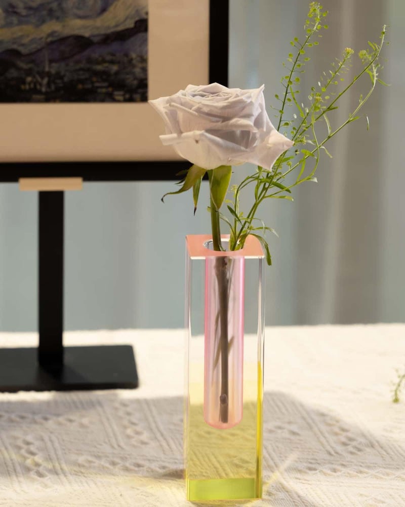 HLYU 5 Pcs Acrylic Vase Set, Bud Vase for Centerpieces, Maximalist Decor Cute Flowers Vases for Modern Home, Office, Bedroom, Living Room, Dining Table (Pink, Purple, Green, Blue, Yellow) - Image 4