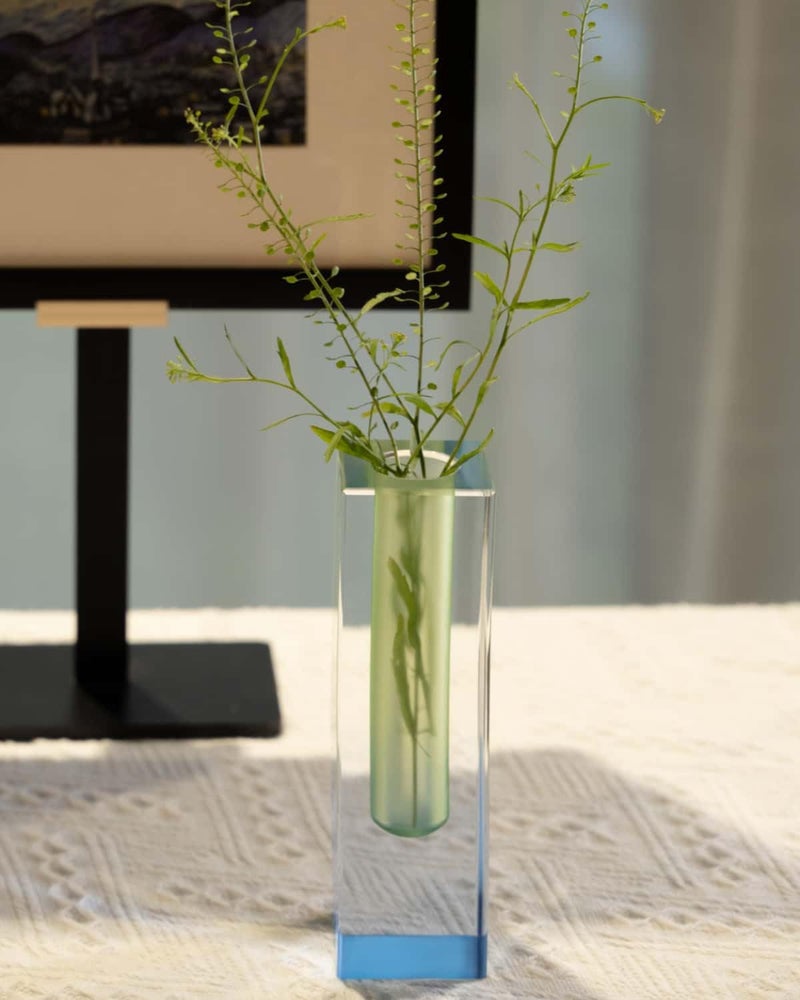 HLYU 5 Pcs Acrylic Vase Set, Bud Vase for Centerpieces, Maximalist Decor Cute Flowers Vases for Modern Home, Office, Bedroom, Living Room, Dining Table (Pink, Purple, Green, Blue, Yellow) - Image 3