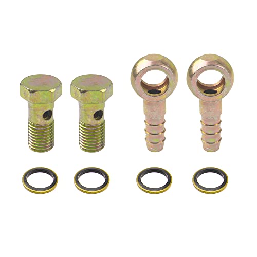 Rrina 2 Sets M12 Banjo Hose Barb Bolt Fittings Banjo Bolt Screw Crush Washer Kit for Car Motorcycle (M12x1.5) - Image 1