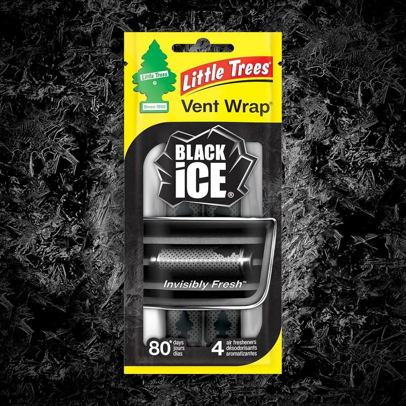 ليتل تريز معطر هواء السيارات LITTLE TREES. غلاف الفتحة يوفر رائحة تدوم طويلاً، ينزلق على شفرة الفتحة. الجليد الأسود، 16 معطر هواء، 4 قطع (عبوة من 4) خيارات شراء متنوعة - Image 4